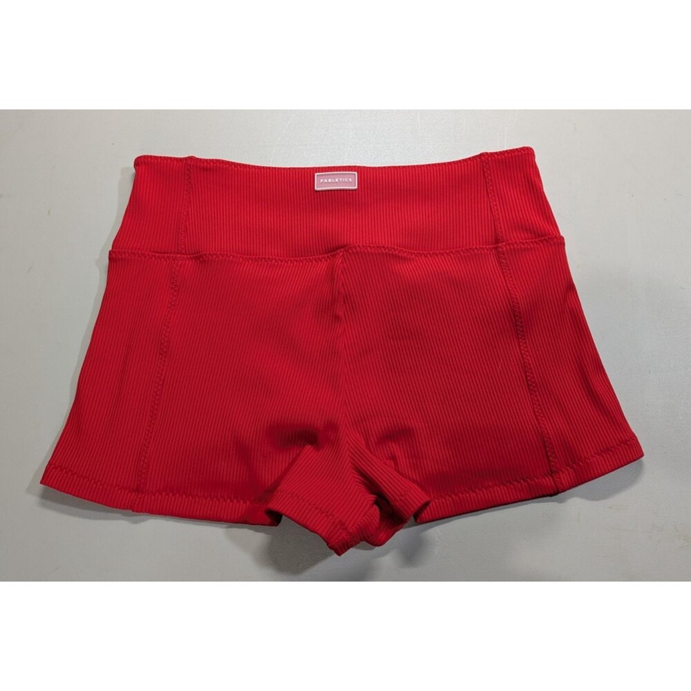 Fabletics Women's High Waisted Rib Swim Shorts in Heated Red XL NWT